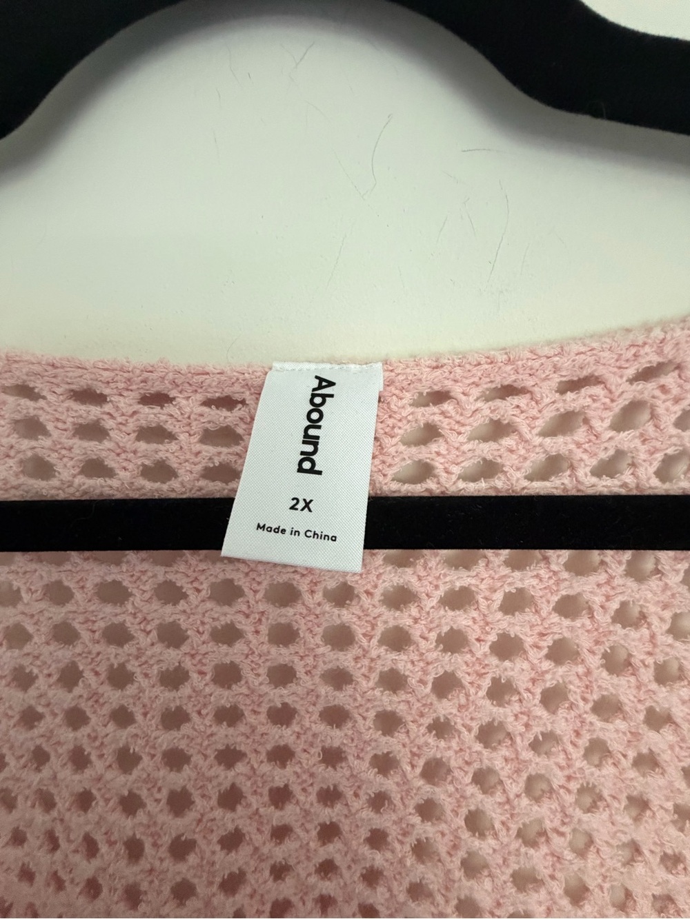 Abound | Woman’s Sz 2X | Light Pink Crochet Tie-Front Women's Sweater - Picture 2 of 3